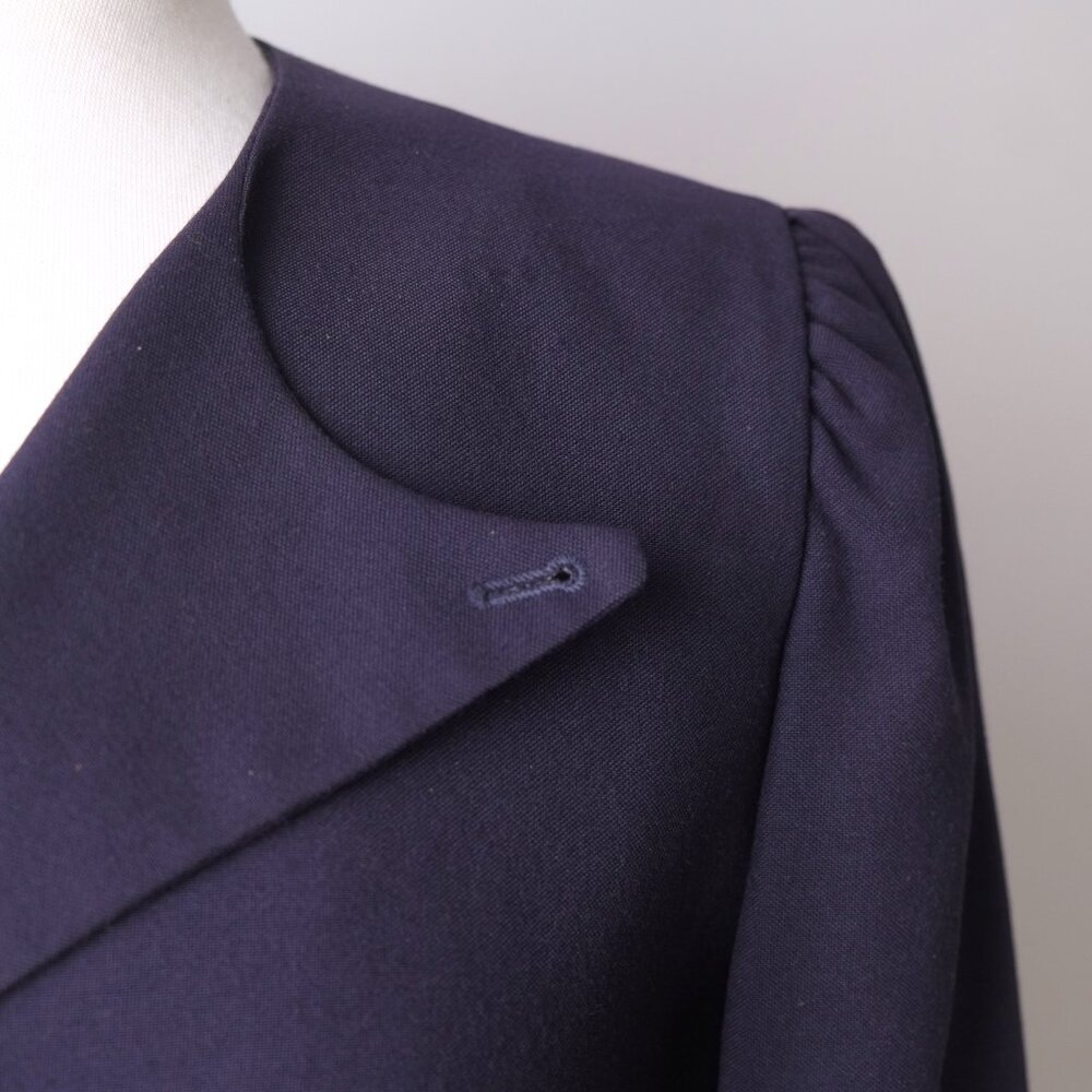 Vintage 70's Women's Eric Sands Asymmetrical Geometric Blue Navy Blazer Jacket - Picture 4 of 7